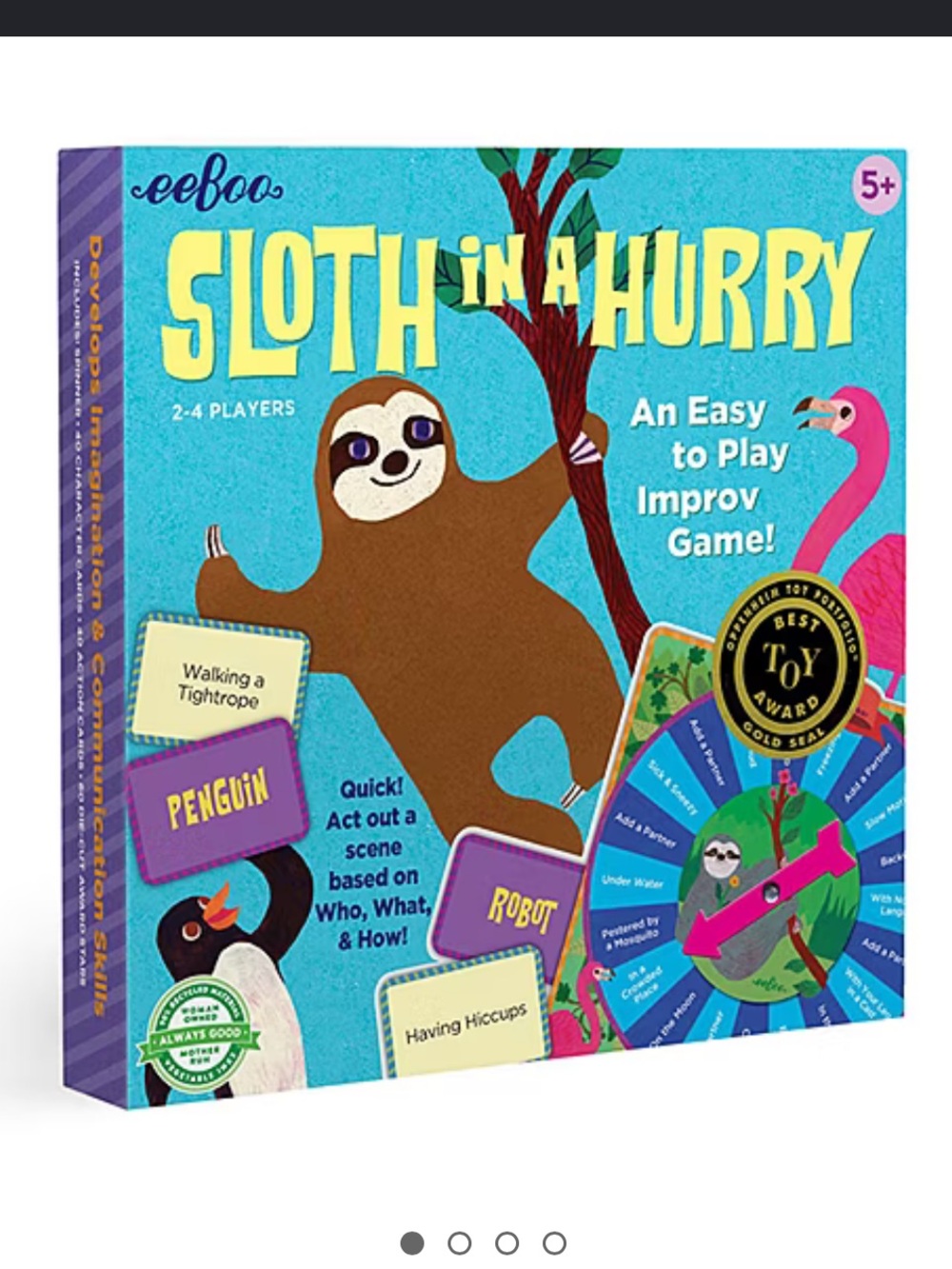 NWT Eeboo Sloth In A Hurry Action Board Game 141-pc. Board Game
